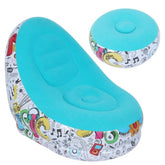 Huitich blue graffiti air chair for home with matching inflatable ottoman for living room furniture